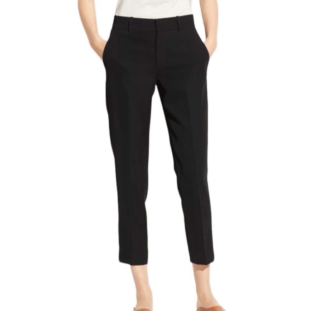 Vince Black Cropped Slim Wool Blend Trouser Size 0